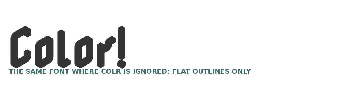 The word Color! from the same Nabla file, drawn as flat black chunky outlines with no color or gradients