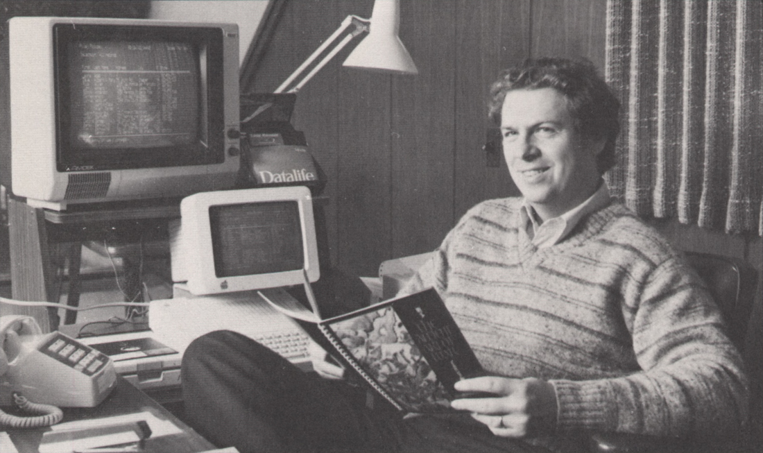 Doug Carlston in 1985, from the company’s own newsletter (public domain)