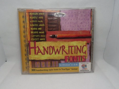 The Handwriting Fonts Vol. II CD jewel case, promising another 300 handwriting style fonts in TrueType format.