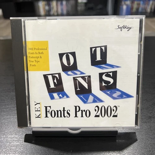 The Key Fonts Pro 2002 CD jewel case, its cover promising 2,002 professional fonts in both PostScript and TrueType.