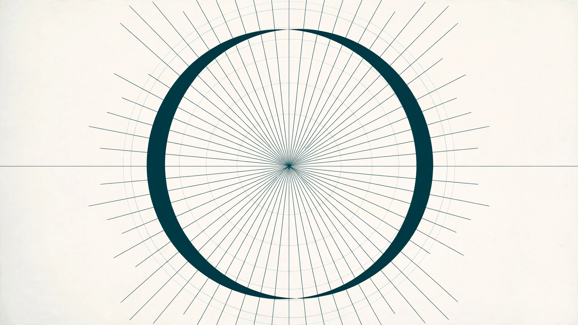 A ring, thin at top and bottom and thick at the sides, measured by rays from its center