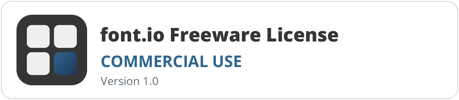 font.io Freeware License (Commercial Use) badge, version 1.0
